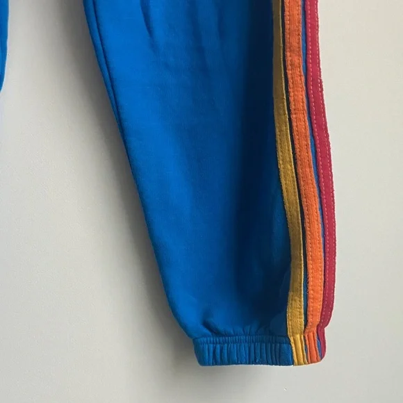 AVIATOR NATION 5 STRIPE SWEATPANTS IN OCEAN BLUE HIGH WAISTED SIZE MEDIUM - Picture 4 of 7